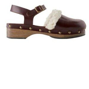 Zara Kids Girl Fall/Winter Burgundy Leather Clogs with Fur Size 2